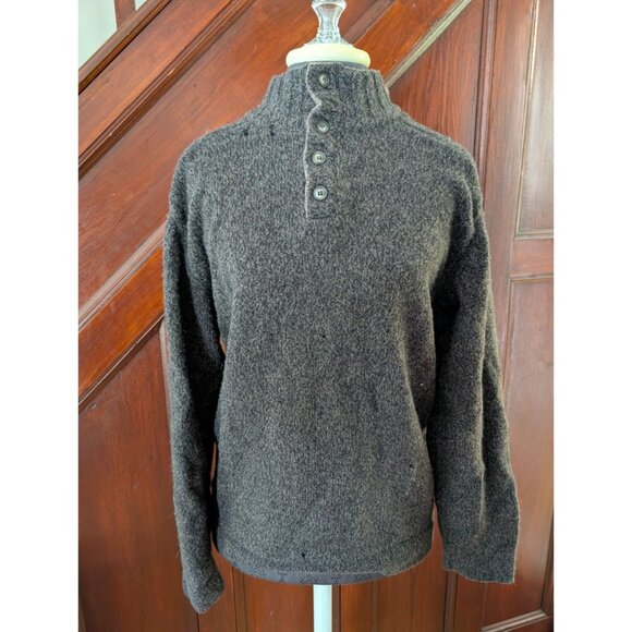 Garnet Hill Gray Wool Button-Up Pullover Sweater Medium - Picture 1 of 6